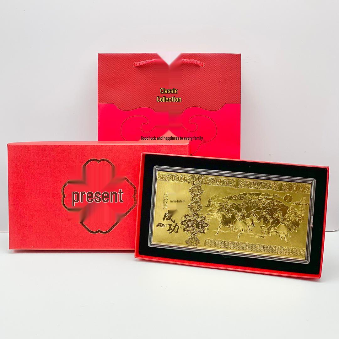 2026 Year of the Horse Gold Foil 100 Yuan Commemorative Banknote with Acrylic Case - New Year Gift Souvenir Gold Foil