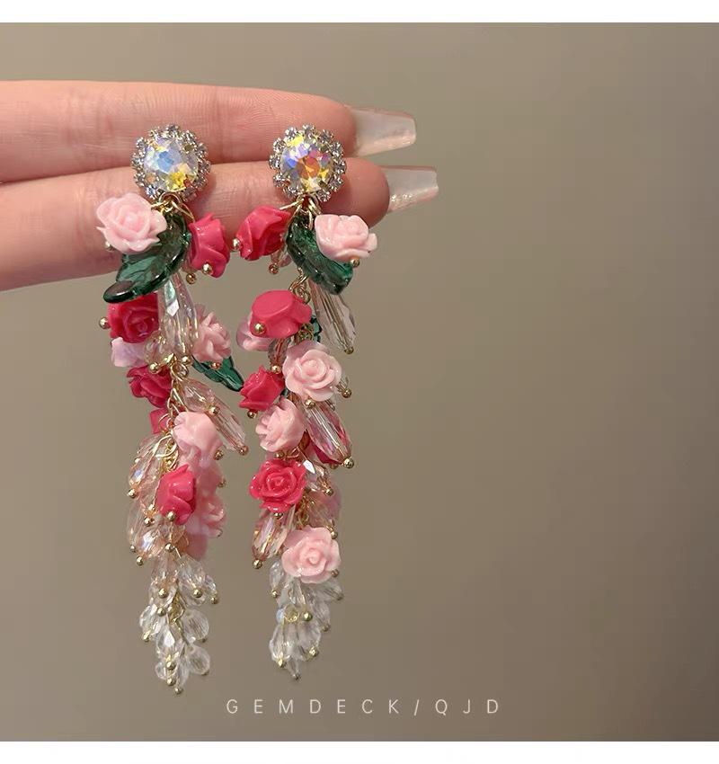 Colorful Dopamine Fabric Beaded Earrings – Women's Studs, Seaside Vacation Style, Ear Clips