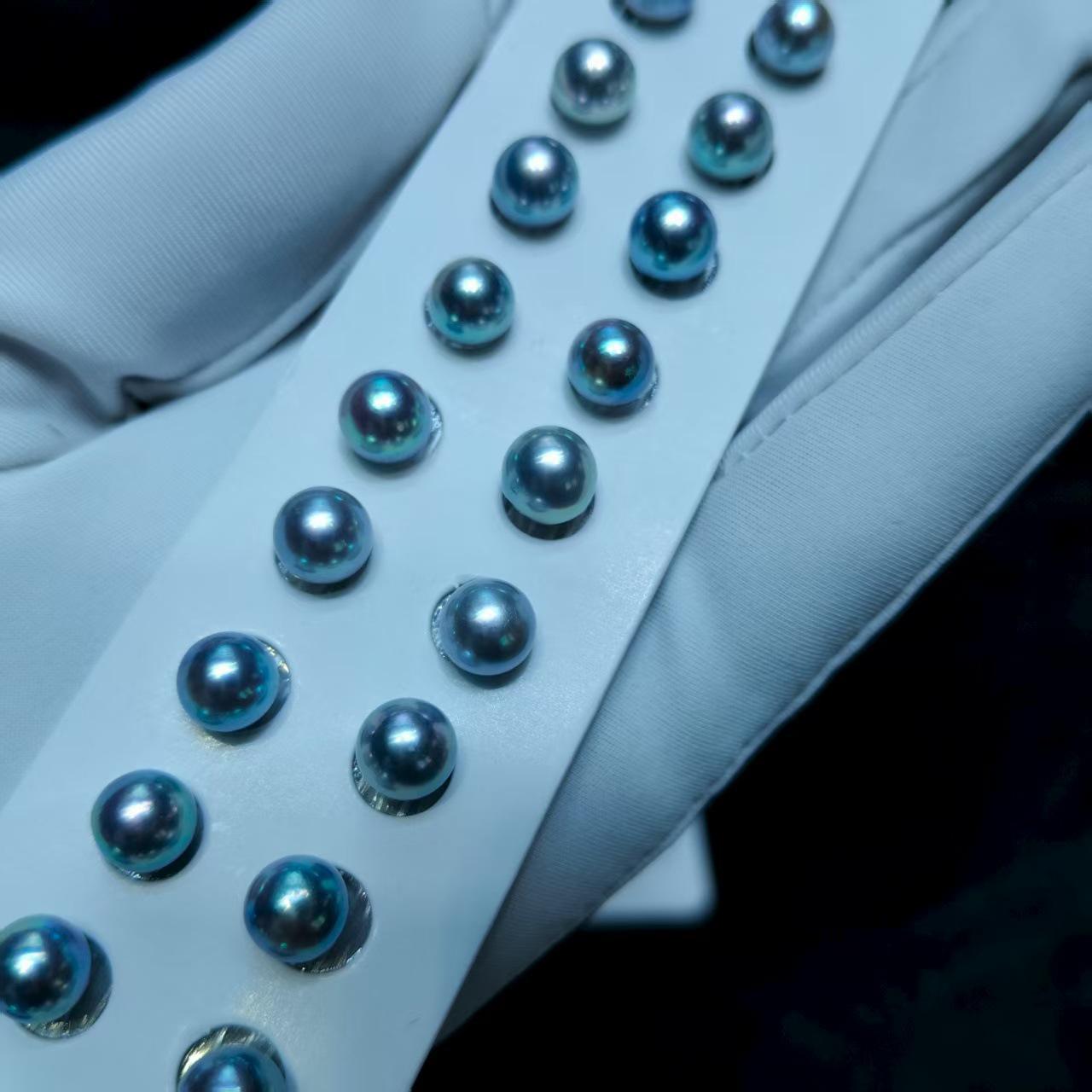 Akoya Saltwater Pearl Loose Beads: 7-8mm Hanadama Flawless Round Pearls with Strong Luster for DIY Earrings Order two pieces for earrings