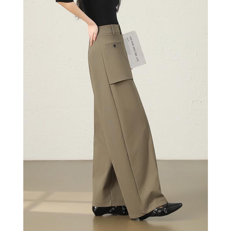 TERRE BLEUE Women's Casual Wide-Leg Suit Pants