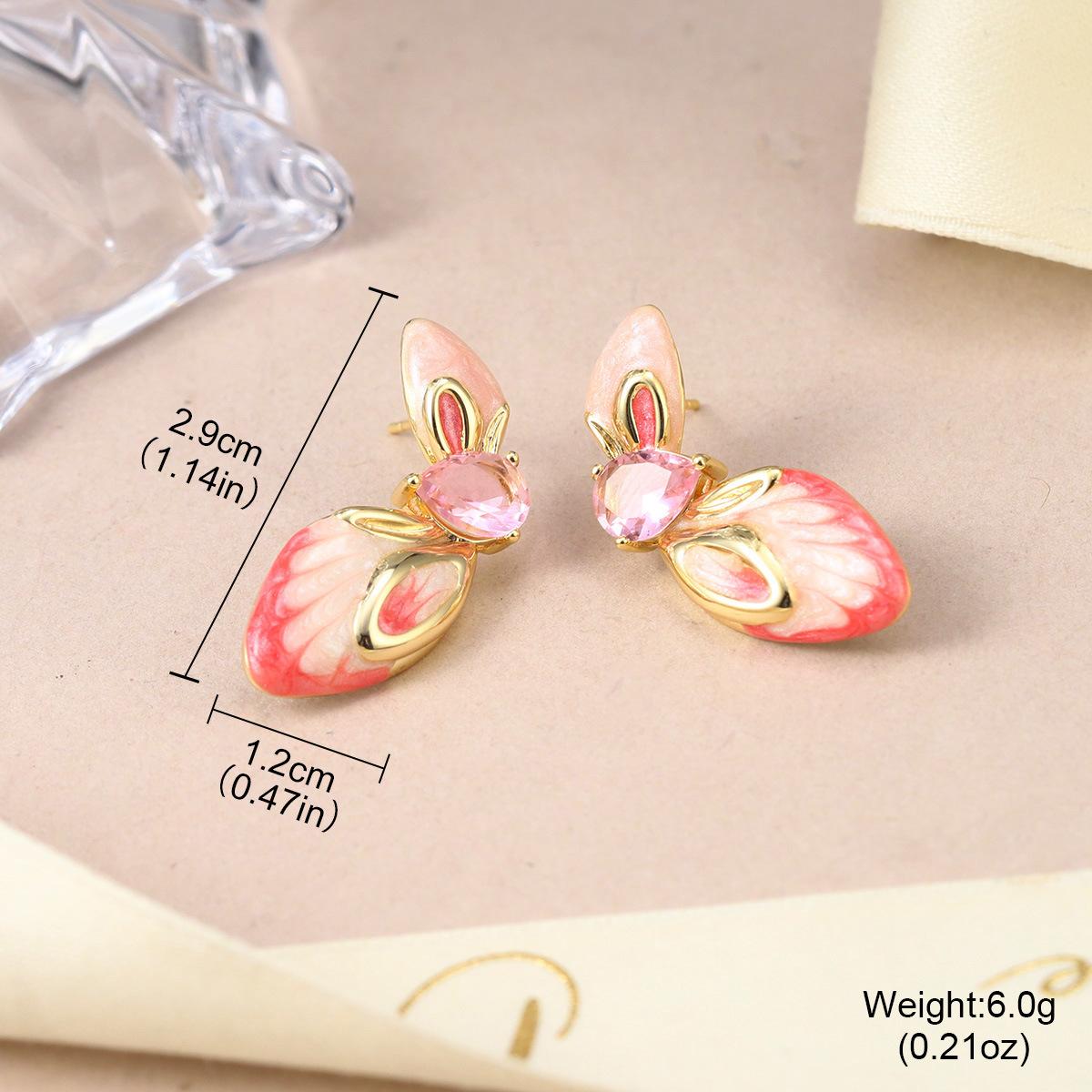 

French temperament spring and summer Mori earrings C-type pearl flower butterfly rose zircon earrings women s new models