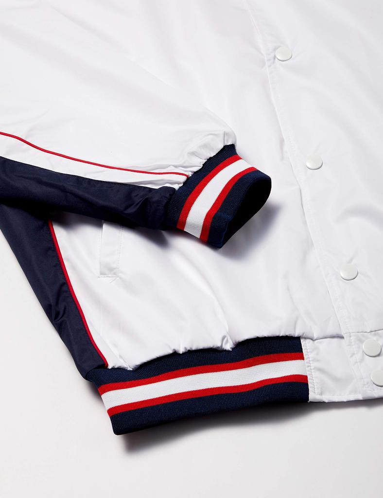 CONVERSE Basketball Jacket and Size S Size Small to Japanese size Warm-Up (Front Button), Water-Repellent, Breathable, Breathable, White/Navy,