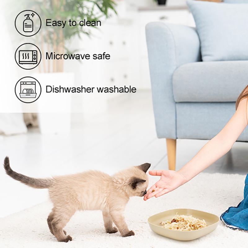 5pcs Non-Slip Plastic Cat Bowls Set Shallow Pet Food Water Dishes Suitable for Kittens Short Leg Cat Ferrets Stray Cats Dog Bowl