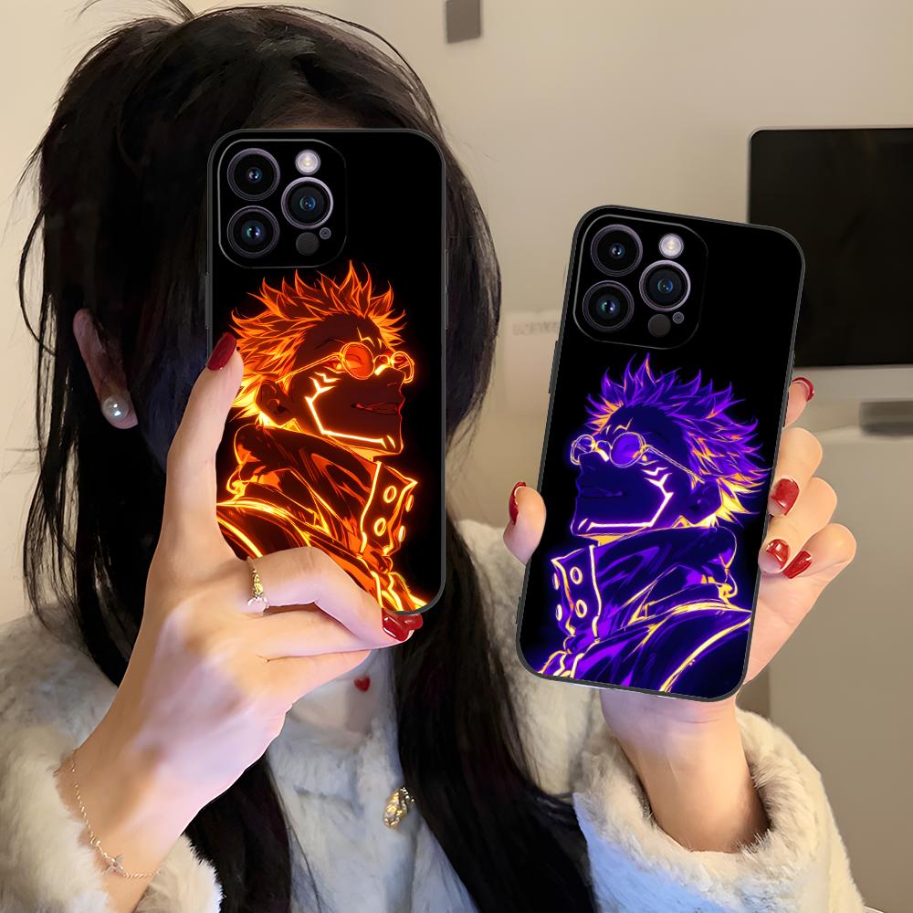 Jujutsu Kaisen Neon JJK Phone Case for iPhone 16 15 14 13 12 11 X XR XS 8 7 Pro Max Plus Mini Colour Printing Cover Cellphones