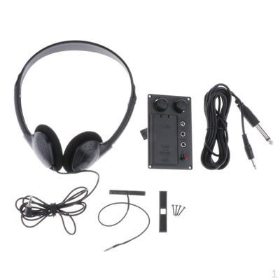 Electric Violin Mute EQ Pickup Piezo Preamplifier with Headphone and Plug Hole Cable Set