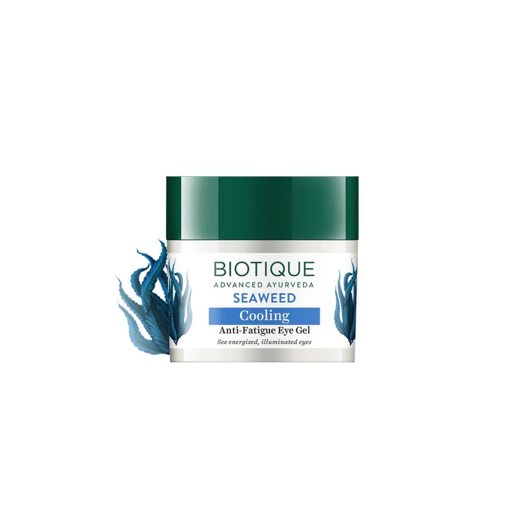 Biotique Bio Seaweed Anti Fatigue Eye Gel 15g – Reduces Dark Circles & Puffiness, Natural Nutmeg & Honey, Vegan Skincare