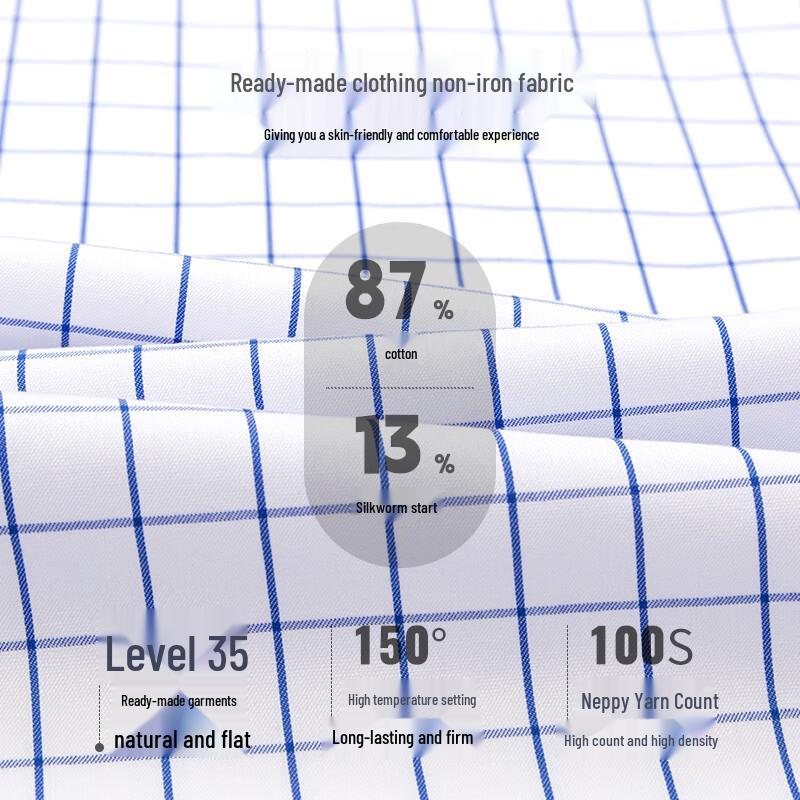 FIRS Men's Silk-Blend Non-Iron Business Casual Long-Sleeve Shirt