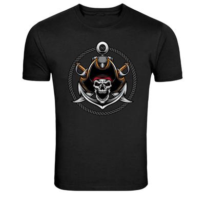 Pirate Skull Anchor Graphic T-Shirt Nautical Skeleton Tee