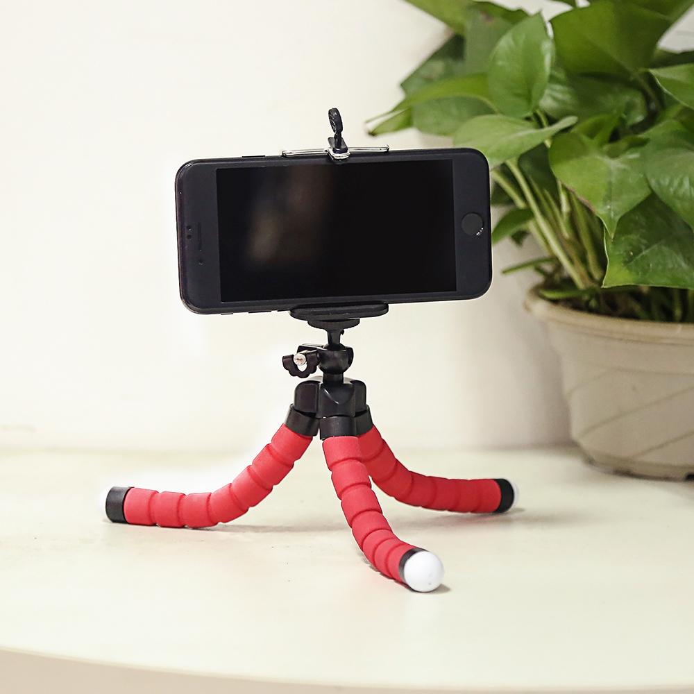 Flexibles Mini-Stativ mit Krake und Schwamm, tragbarer Kamera-Selfie-Ständer für Smartphone-Telefonhalter, Clip-Ständer