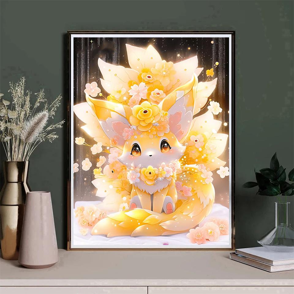 5D Diamond Painting Nine Tailed Little Fox Full Square/Round Diamond Embroidery Set Animal Landscape Mosaic Home Diamond Artist