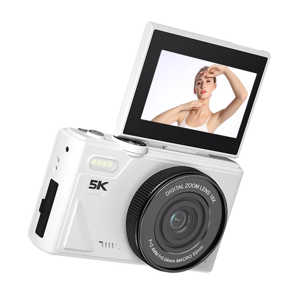 Digital Camera 5K 75MP HD 18X Zooming Autofocus 180 Degree   Screen Anti Shake Retro Digital Camera for Selfie Travel