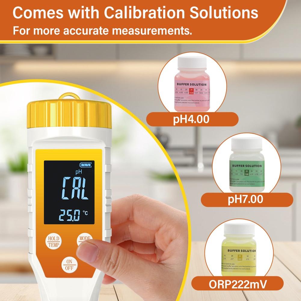 Hydrogen Water Tester 7in1 with Backlit Display for pH Salinity ORP and Temperature Measurement Portable Quality Monitor