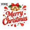 Christmas Party Decorations Merry Static Glass Sticker, Window Decals with Bell PVC Clings Elements, Removable for Home Store Holiday Festive Mirror