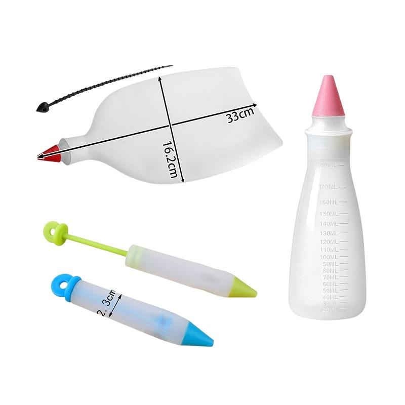4-Head Piping Tip Set Silicone Chocolate Butter Piping Pen Piping Bags Piping Bottles Writing And Baking Tools