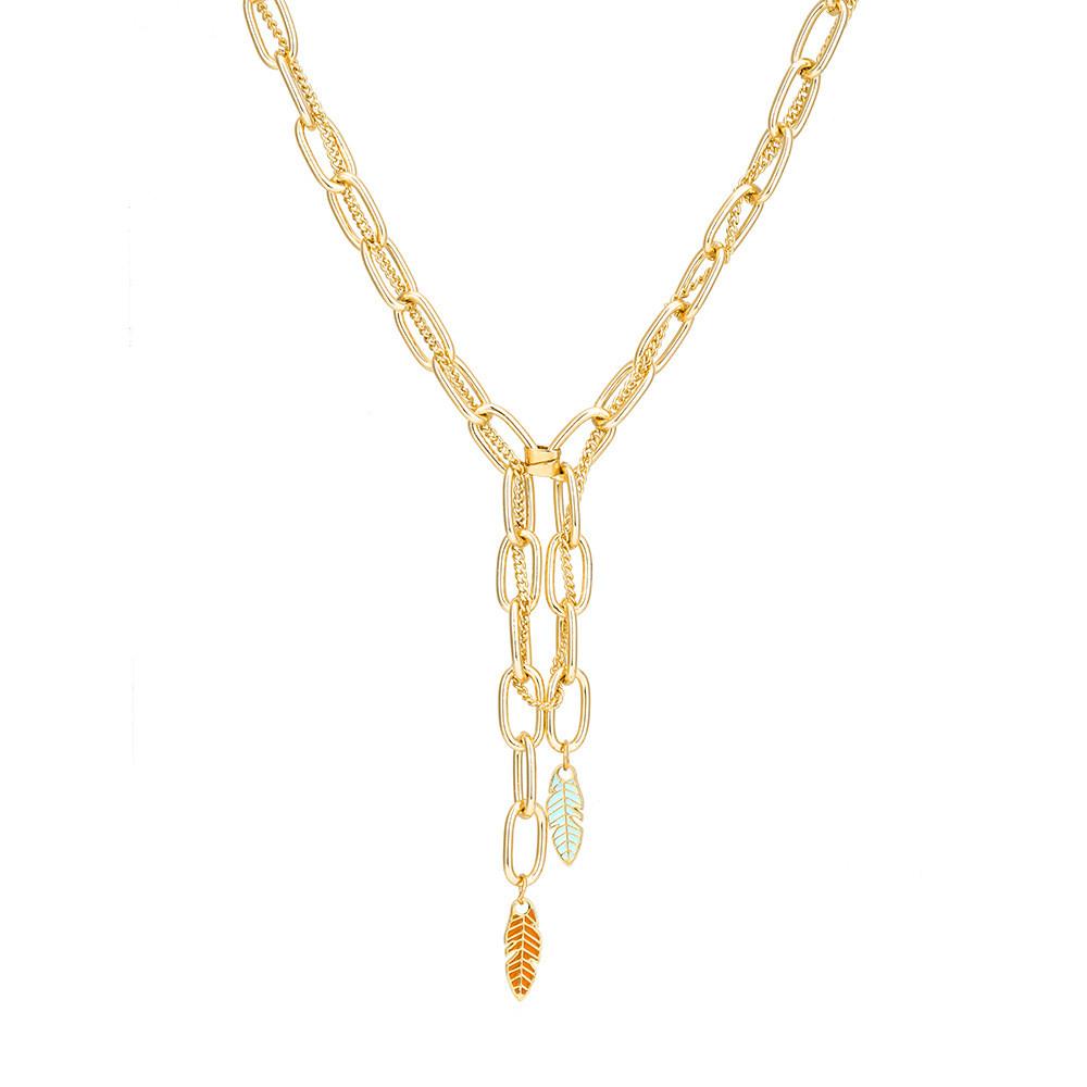 Trendy Golden Chain Necklace For Women With Unique Geometric Design Perfect For Parties