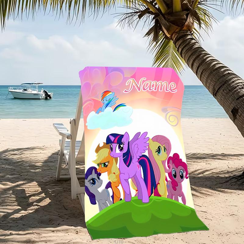 Customizable personalized beach towels My Little Pony themed designs.Suitable for the beach, yoga, sports;ideal as beach accessories