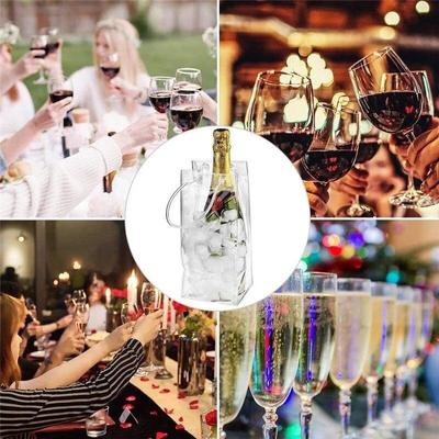 1Pc Pvc Leakproof Ice Bag Eco Friendly Transparent Ice Pack Portable Ice Bucket Wine Champagne Bottle Chiller With Carry Handle