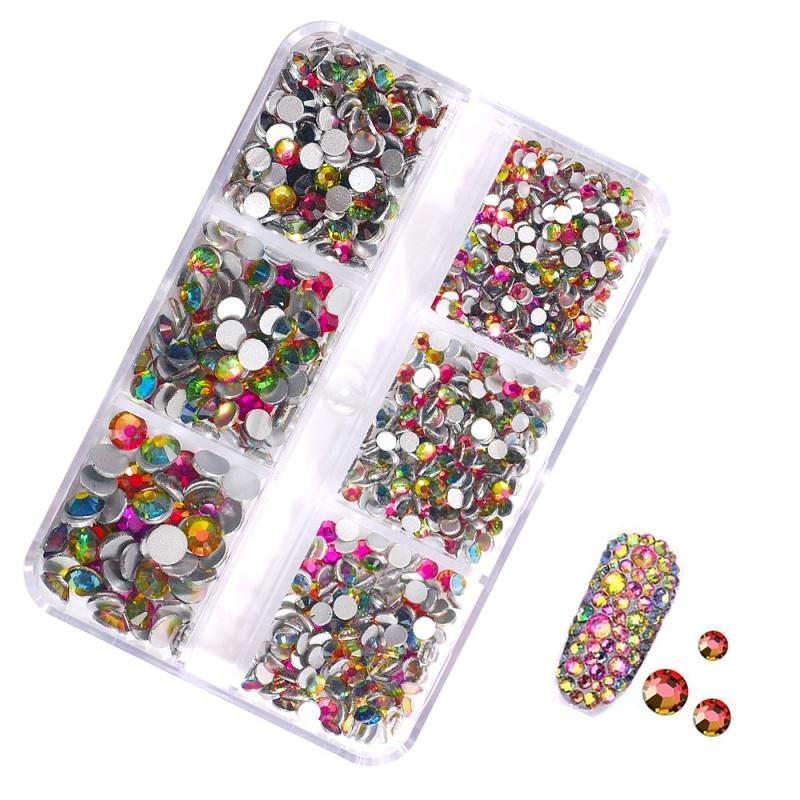 6-Grid Soft Pottery Rhinestone Boxed DIY Cobblestone Suit Nail Nail Jewelry Mixed