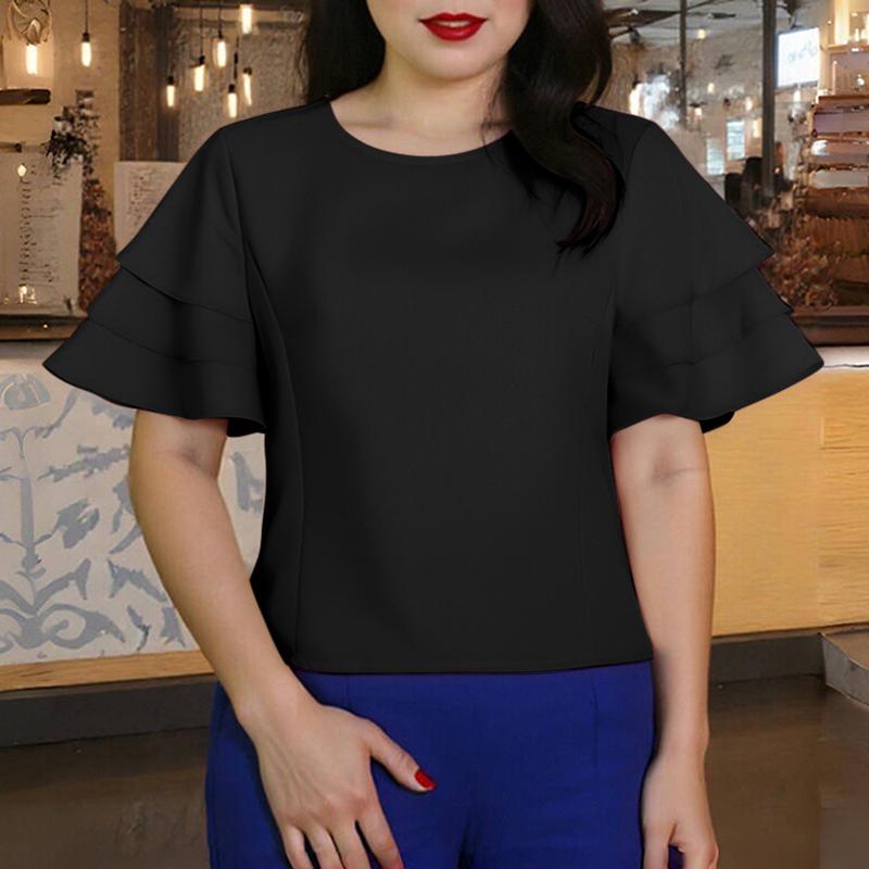 

ZANZEA Womens Casual Summer Round Neck Short Sleeve Blouse 5XL