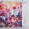 3d Beautiful Butterfly Shower Curtain Waterproof Polyester Fabric 3D Printed Curtain Bathroom Decoration with Hooks