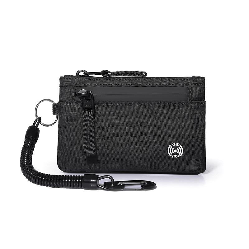 RFID Coin Purse and Anti-theft Card Holder Mini Travel Wallet with Keychain
