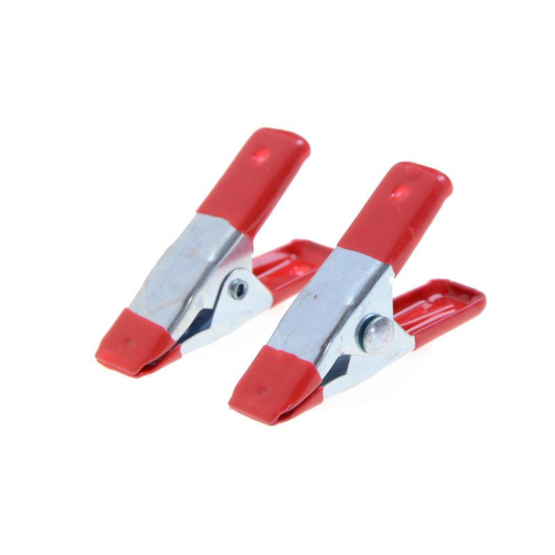 10pcs 2 Mini Metal Heavy Duty Spring Clamps Crocodile Clip Red Plastic Tips Tool Clips Grip Holder 10PCS