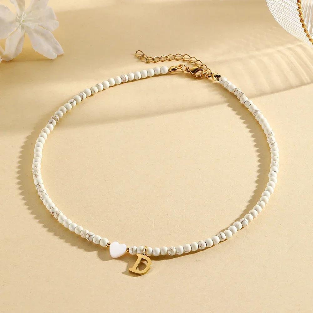 Bohemian Choker Neck Necklaces Heart-shaped Shell Letter Pendant Beads Women Necklace Woman Trend Jewelry Gift 2025