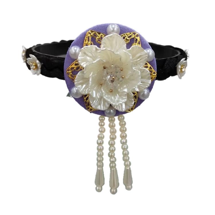 Flower Pearls Korean Hair Hoop Traditional Headband for Stage Shows and Ethnic Festivals Handmade Hair Accessories