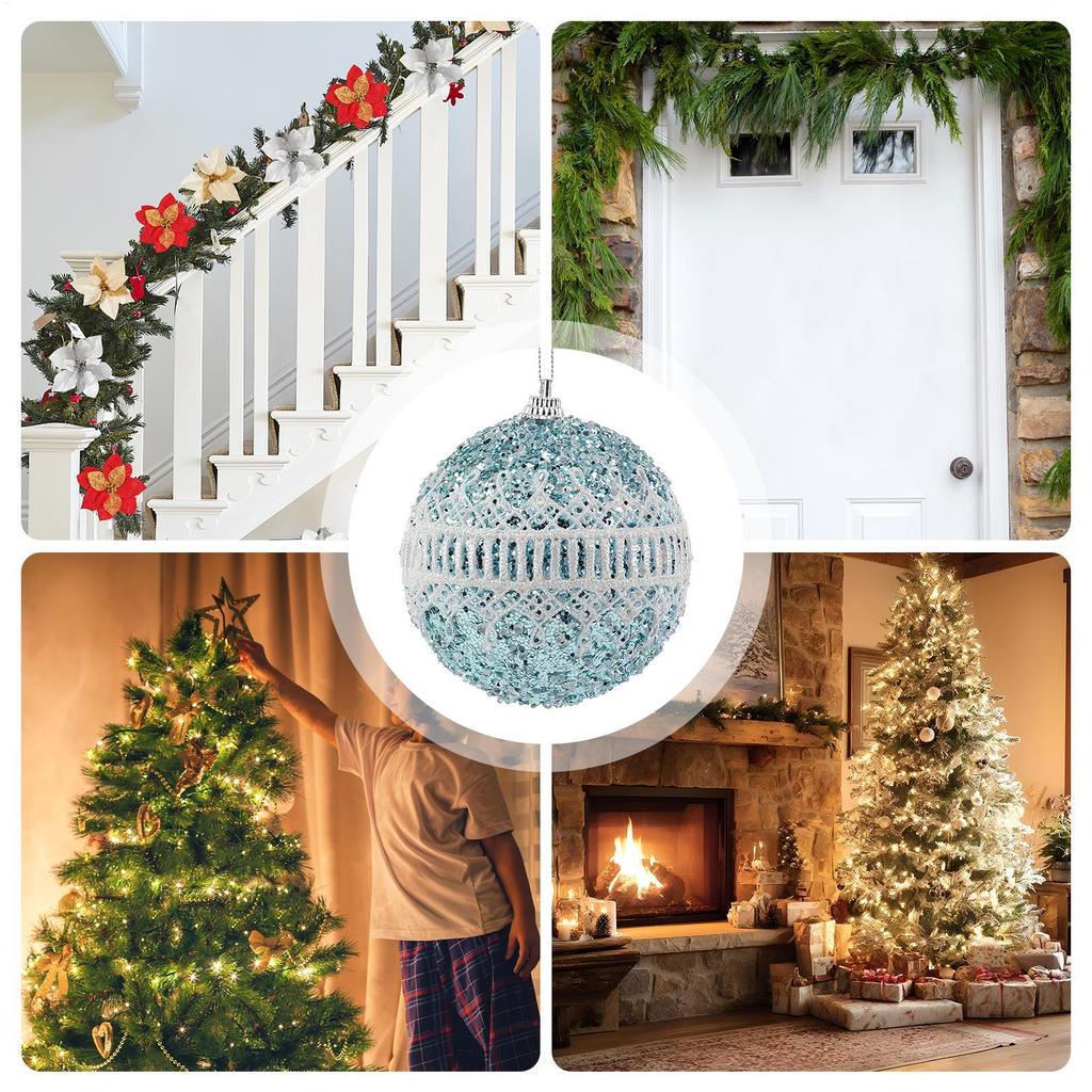 Christmas Ball Ornament 8cm Shatterproof Glitter Tree Balls Seasonal Christmas Bauble Decorations For Home Office School Hotel
