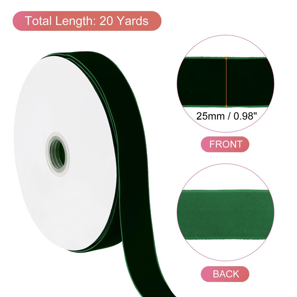 25mm Velvet Ribbon Christmas Lace Ribbons Wholesale Gift Wrapping Decoration Handmade Holiday Party Decoration (20Yard/roll)