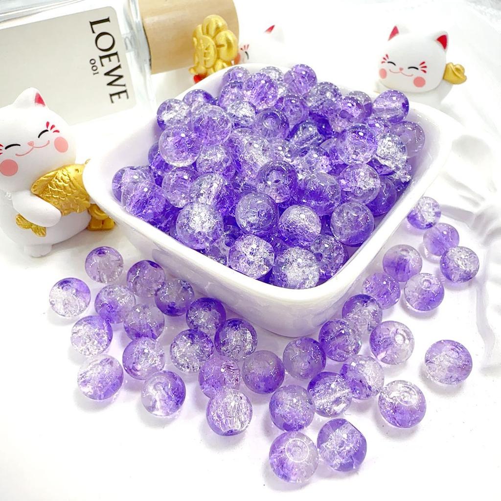 10mm Crackle Glass Round Beads, Loose Spacer Beads DIY Accessories for Bracelet Making 50pcs