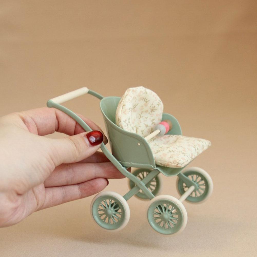 1:12 Miniature Artificial Furniture Baby Stroller Dollhouse Miniature Baby Carriage Dollhouse Furniture for  BJD OB11 Doll House