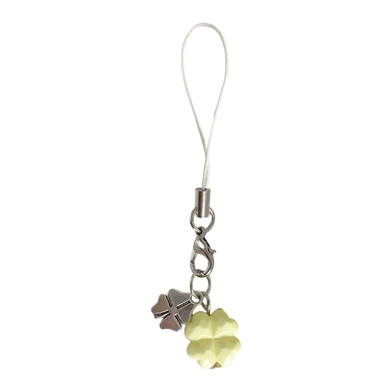 Handmade Four Leaf Clovers Charm Crystal Keychain Multipurpose Beaded Four Leaf Clovers Phone Chain For Phone Bag Decors жёлтый