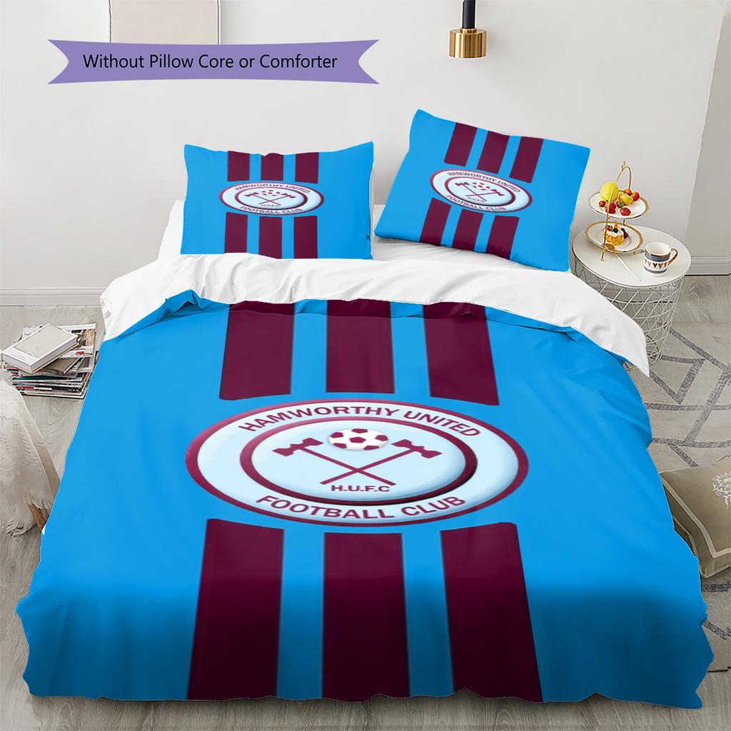 Hamworthy United F.C Pattern Bedding Set Quilt Cover Pillowcase Home Decor Gift (1 * Duvet Cover + 2 * Pillowcase, Without Core)