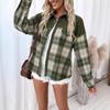 Women's Women's Long Sleeve Tops 2025 Winter New Style Plaid Color Block Shirt Jacket
