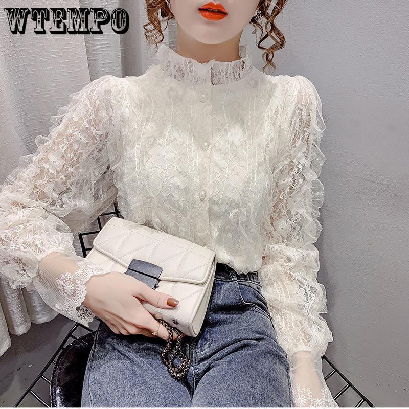 Krajkové spodní tričko svrchní oděv dámský jarní a podzimní polstrovaný módní krajkový kardigan francouzská klopa dlouhý rukáv top