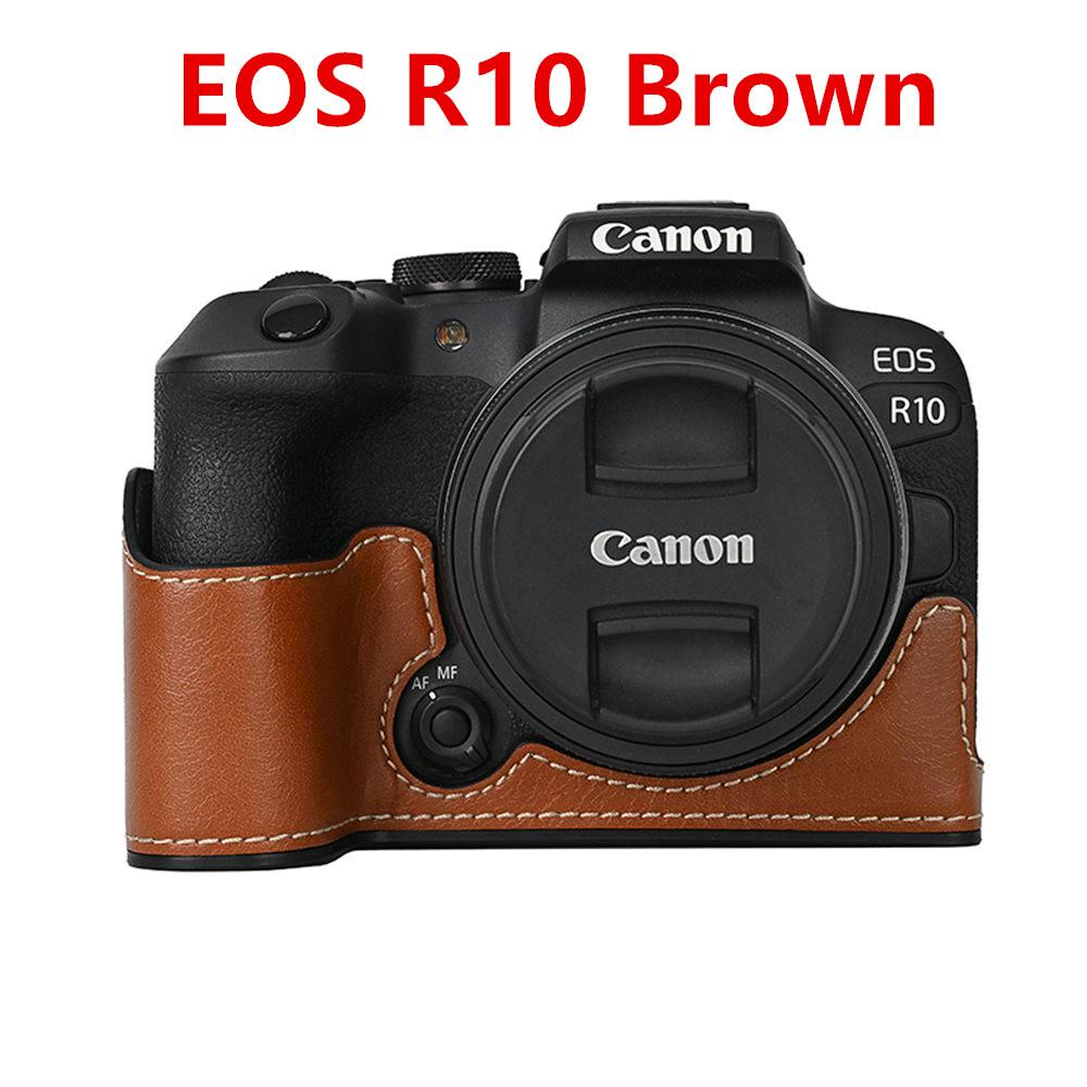 Camera Bag PU Leather Half Body Case for Canon EOS R50 R10 200D 200DII Battery Opening Bottom Cover