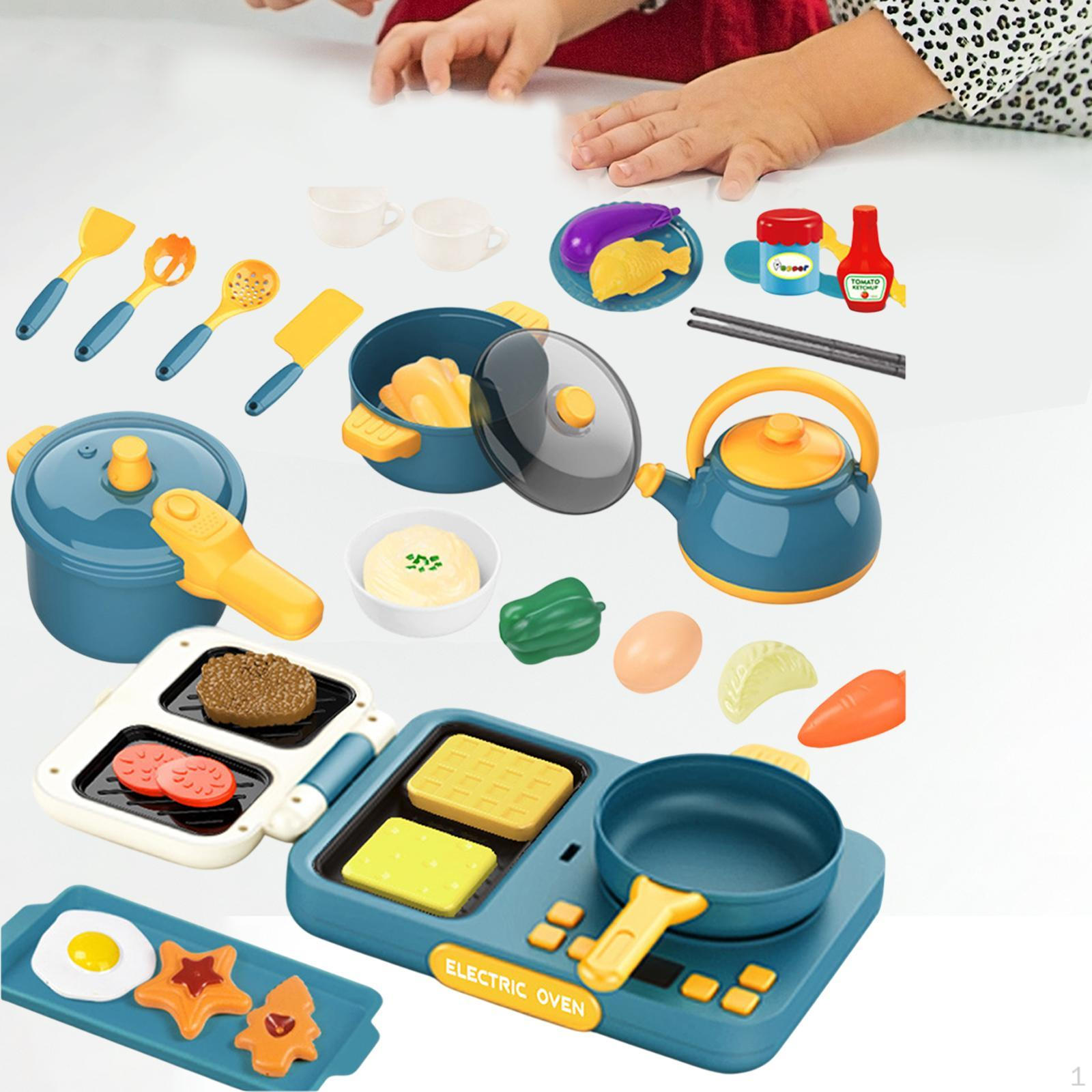 

Детский кулинарный игровой набор для творческой ролевой игры с едой и кухонными принадлежностями для детей от 3 лет синий