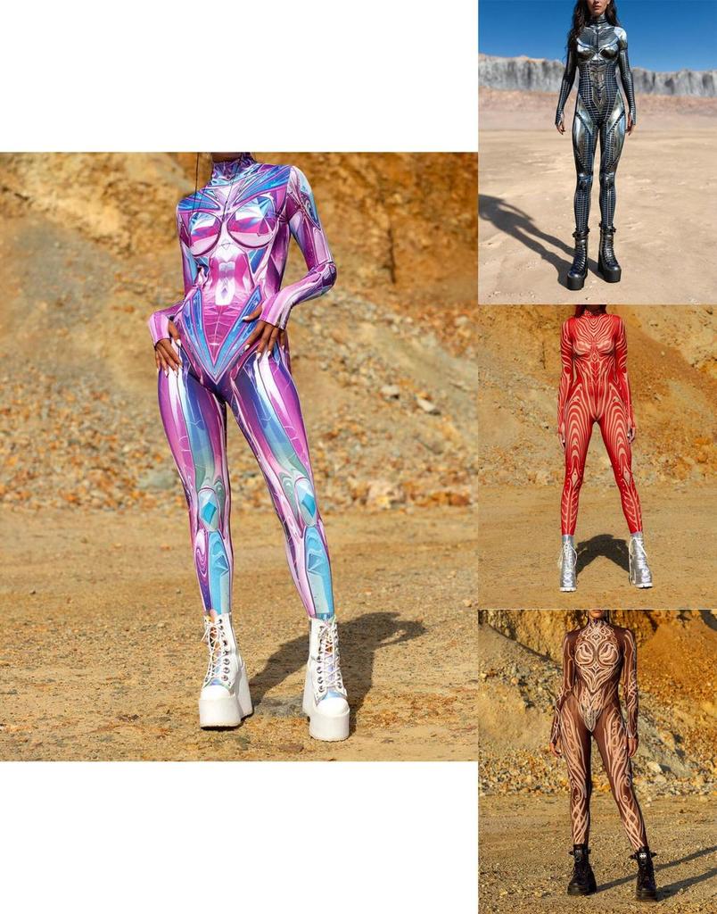 Halloween Cosplay Einteiler Mit Spandex-Material Für Erwachsene Zum Verkleiden Und Für Mottopartys