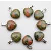 16MM Heart-Shaped Natural Stone Pendant: Amethyst Rose Quartz Green Aventurine Tiger Eye