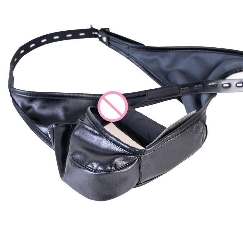 Multi-Functional Leather Chastity Panties with No Vibration Silicone Dildo Anal Accessories for Couple Sensual Play Sex Toys