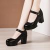 Shallow Thick Bottom Shoes Platform Pumps Block High Heels Shoes Office Model