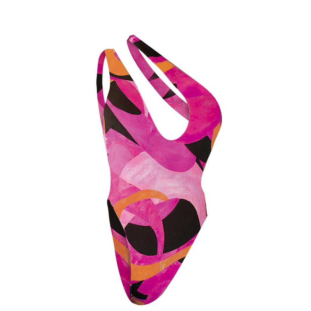 Damen Badeanzug Bikini Print Ärmellos Sexy Badeanzug