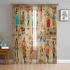 Tribal Retro Ethnic Sheer Curtains Living Room Window Tulle Curtains For Bedroom Kitchen Home Decoration Voile Drapes