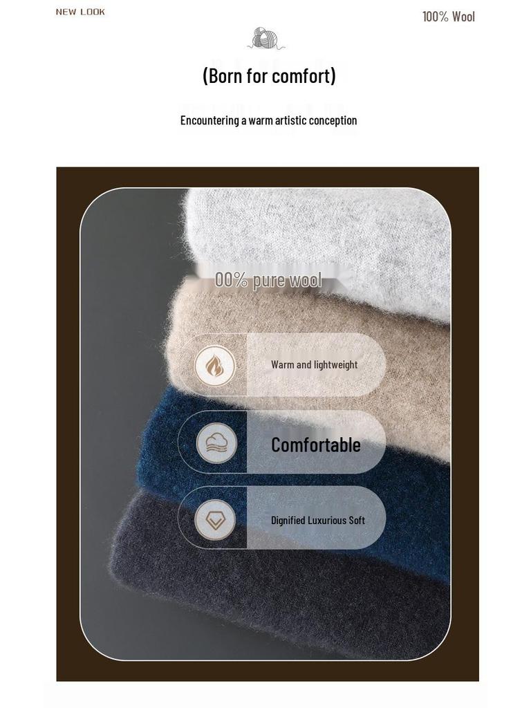 Men's 12-Gauge Zipper Sweater with Half-High Collar - Versatile Knitwear for Autumn/Winter Commute