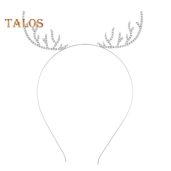 

Обруч для волос на рождественскую тему с инкрустацией из стразов, буквами, снежинками, рогом оленя, эластичная повязка на голову, аксессуары для волос 1