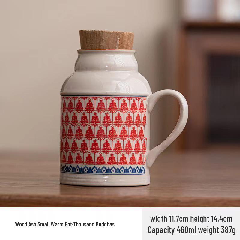 Ru Kiln Ceramic Insulated Teapot Set: Mute Thermos Pot with Teacup and Lid, Large Capacity, Chinese Style Office Cup.