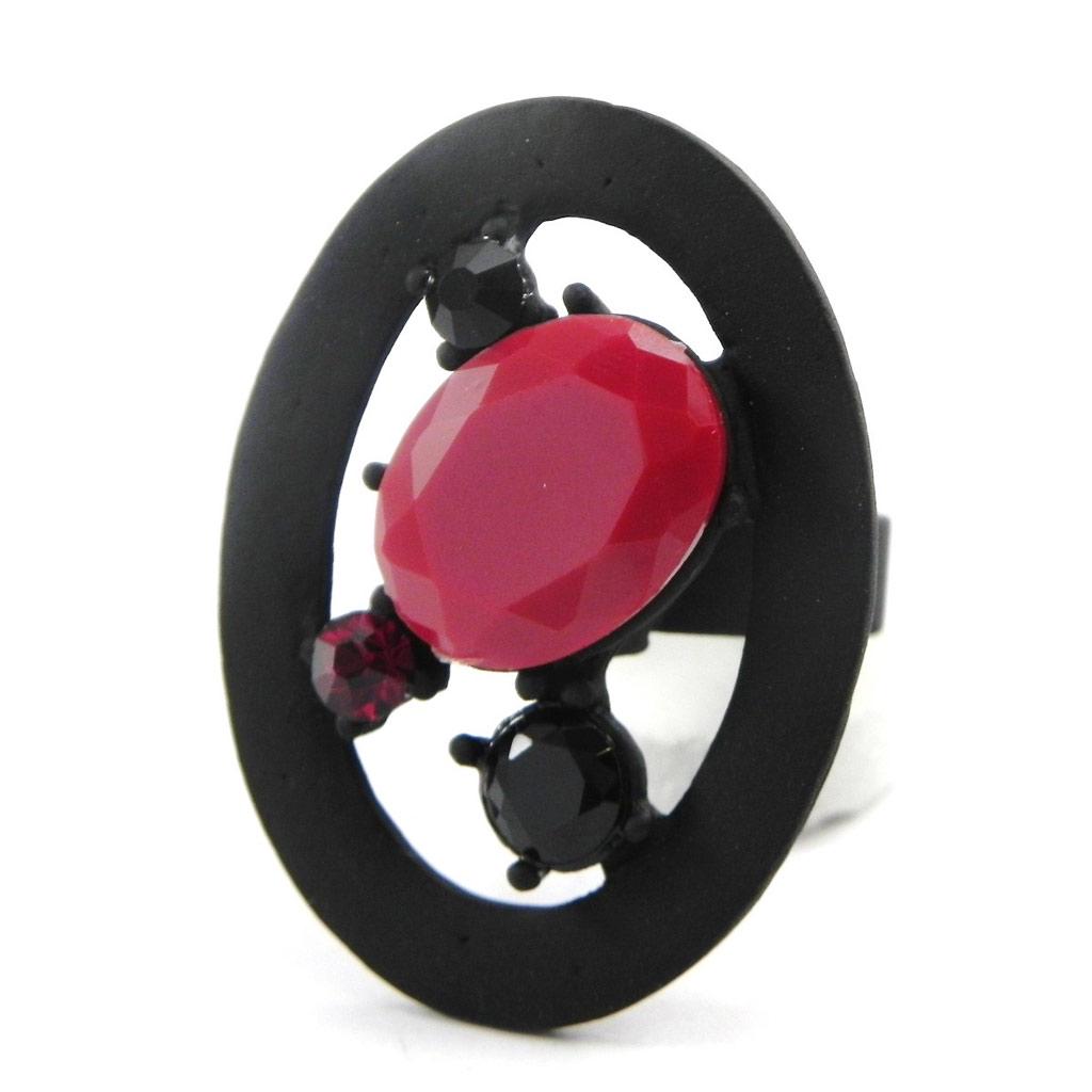 NOA [I2106] - Designer Ring 'Mélusine' Red Black