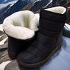New Winter Plus-Size Women'S Boots with Thickened Fleece High-Tube Round-Toe Flat Snow Boots
