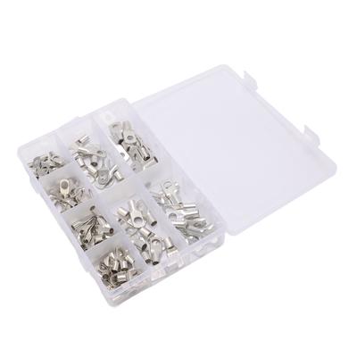 125PCS Copper Wire Lugs Heat Resistant Copper Wire Ring Terminal Connector with ABS Storage Box for Solar System